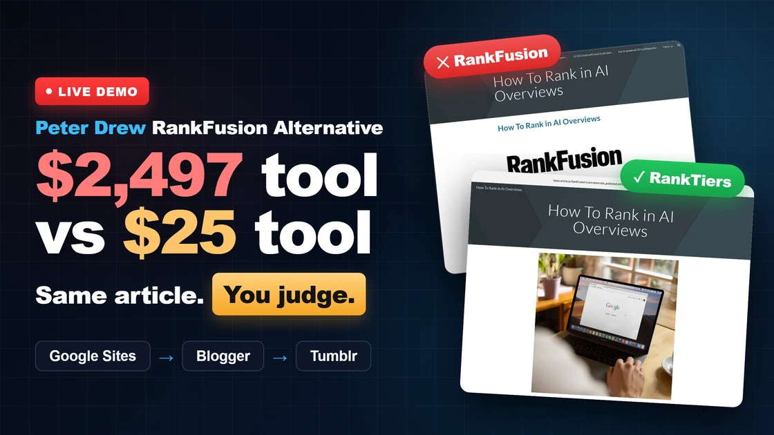 Video thumbnail: Peter Drew RankFusion Alternative, $2,497 tool vs $25 tool, same article, you judge